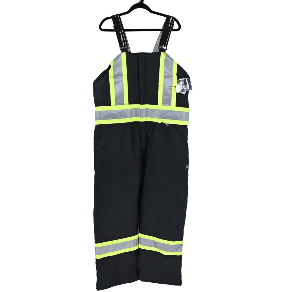NWT Tough Duck Luxe Black Insulated Hi-Vis Safety Workwear Bib Overalls Pants XL